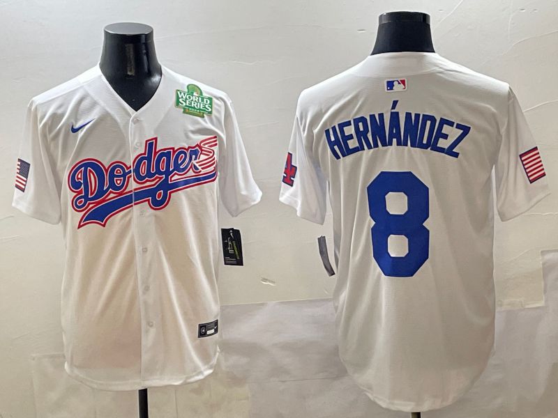 Men Los Angeles Dodgers #8 Hernandez White Second generation Joint Name Nike 2025 MLB Jersey style 5->los angeles dodgers->MLB Jersey